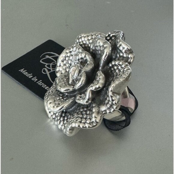 E&L Israel Sterling Silver Statement Flower Electroform Rose Ring  Sz.8 - Picture 3 of 14